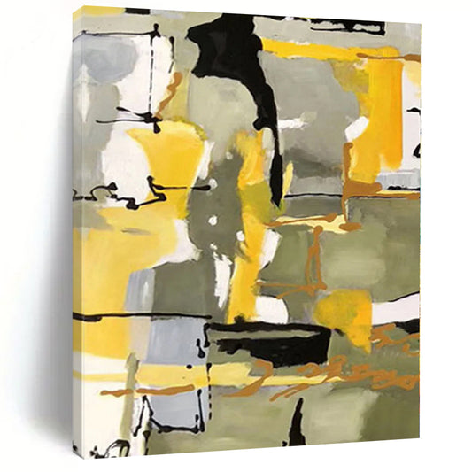 “Yellow - Grey Abstract Shapes”，Color - Block Abstract Painting CT0344