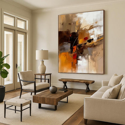 “Construction in Brown, Yellow & Orange”，Constructivist Abstract Art CT0598