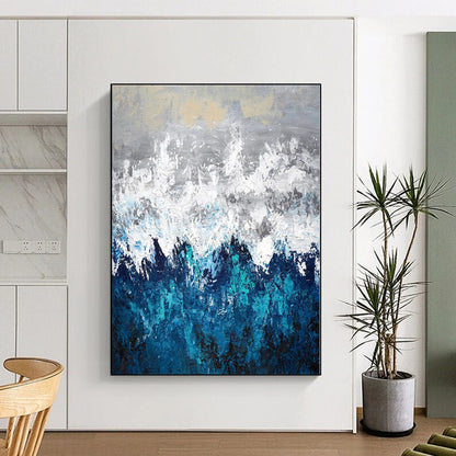 “Gray - Blue Mountain Whispers” Abstract Acrylic Art CT0286
