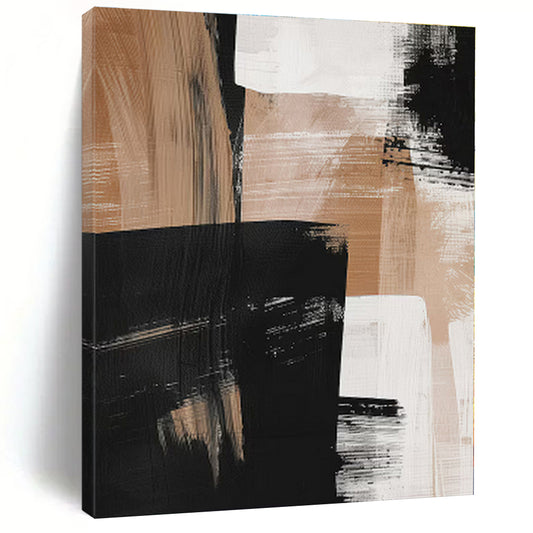 “Black - Beige Bold Abstraction” - Abstract Modernist Art CT0422