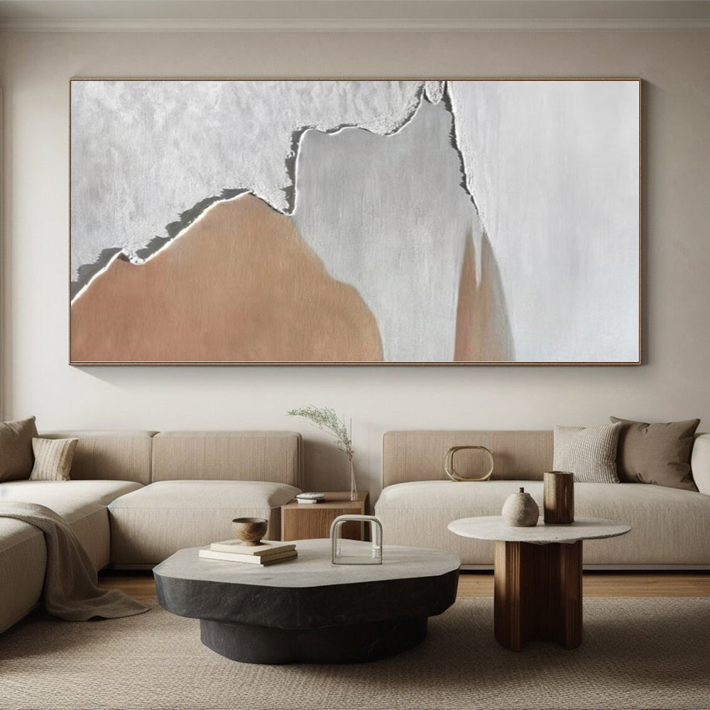 “White - Brown Minimalist Landscape” - Abstract Minimalist Landscape CT0406