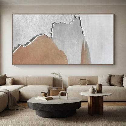 “White - Brown Minimalist Landscape” - Abstract Minimalist Landscape CT0406