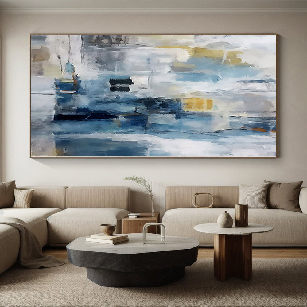 “Blue - Gray Abstract Urbanscape” - Abstract Cityscape Art CT0435
