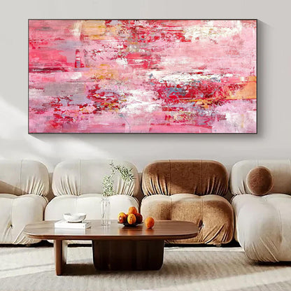 “Pink - Red Abstract Textures” Expressionistic Acrylic Art CT0204