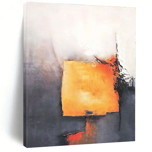 “Orange and Grey Abstract Form”，Abstract Minimalist Acrylic Art CT0591